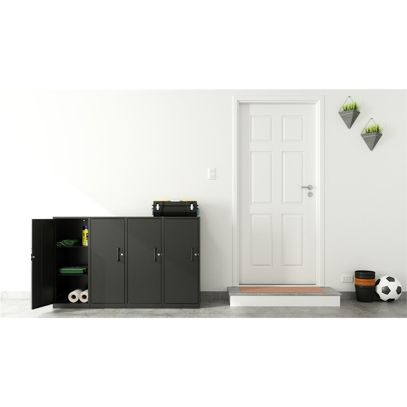 Pemberly Row 3 Shelf Personal Metal Locker Storage Cabinet Locking Charcoal