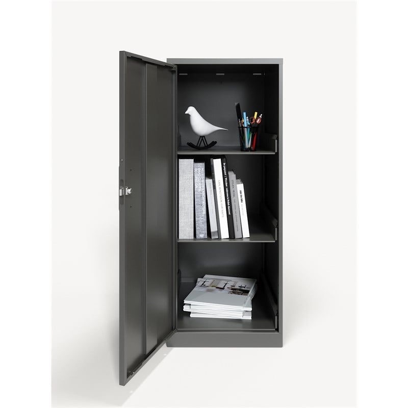 Pemberly Row 3 Shelf Personal Metal Locker Storage Cabinet Locking Charcoal