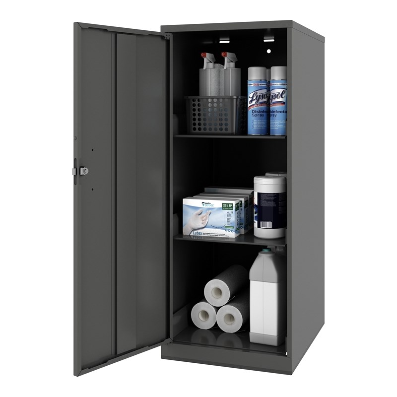 Pemberly Row 3 Shelf Personal Metal Locker Storage Cabinet Locking Charcoal