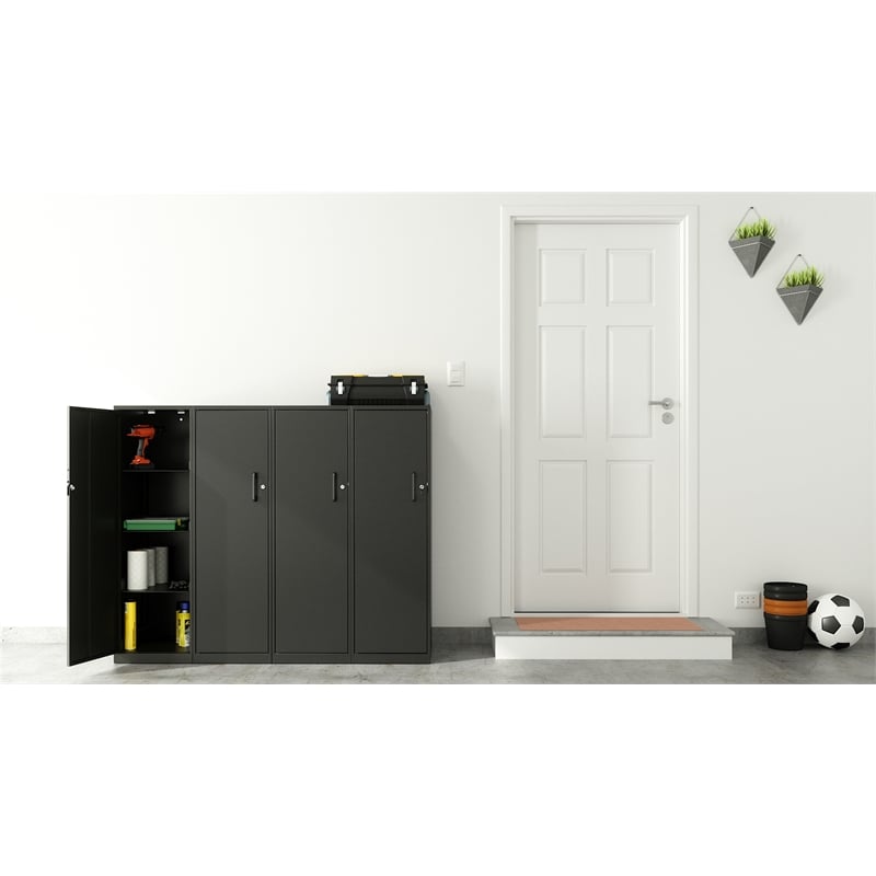 Pemberly Row 4 Shelf Personal Metal Locker Storage Cabinet Locking Charcoal