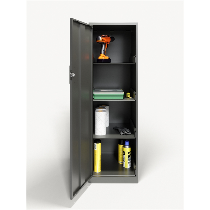 Pemberly Row 4 Shelf Personal Metal Locker Storage Cabinet Locking Charcoal