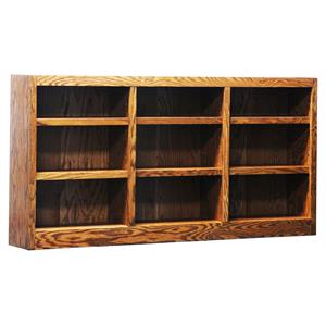 Pemberly Row Traditional 36&quot Tall 9-Shelf Triple Wide Wood Bookcase in Dry Oak