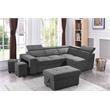 Pemberly Row Light Gray Sleeper Sectional Sofa with Storage Ottoman and 2 Stools