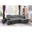 Pemberly Row Light Gray Sleeper Sectional Sofa with Storage Ottoman and 2 Stools