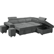 Pemberly Row Light Gray Sleeper Sectional Sofa with Storage Ottoman and 2 Stools