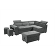 Pemberly Row Light Gray Sleeper Sectional Sofa with Storage Ottoman and 2 Stools