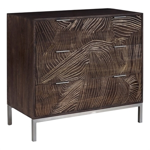pemberly row rustic 3-drawer accent chest in brown mango wood
