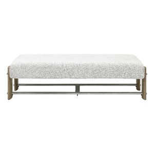 pemberly row contemporary white fabric upholstered ottoman bench