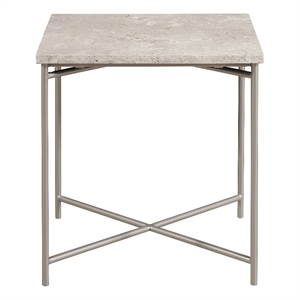 pemberly row large stone top nesting table with a silver metal base