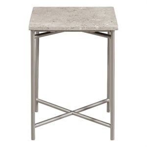 pemberly row small stone top nesting table with a silver metal base