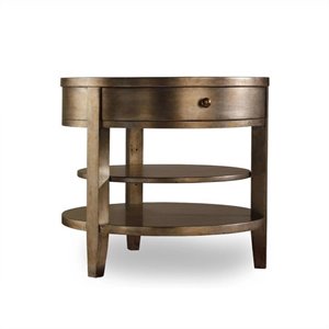 Pemberly Row Contemporary One-Drawer Round Lamp Table in Visage