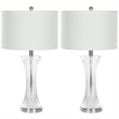 Pemberly Row Glass Table Lamp and White Linen Hard Shade (Set of 2)