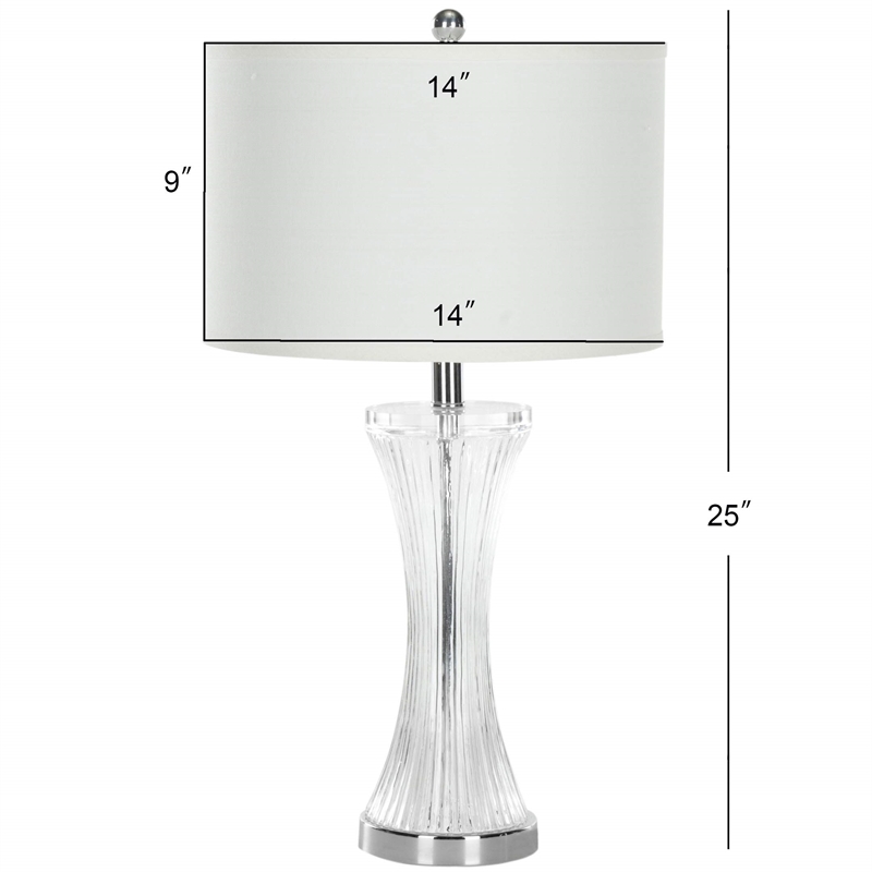 Pemberly Row Glass Table Lamp and White Linen Hard Shade (Set of 2)