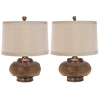 Pemberly Row Modern Beaded Table Lamps with Silk Chestnut Shade