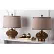 Pemberly Row Modern Beaded Table Lamps with Silk Chestnut Shade