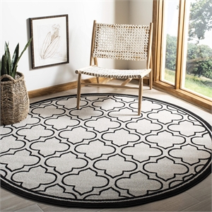 Pemberly Row Contemporary Ivory Indoor Outdoor Rug - Round 7'