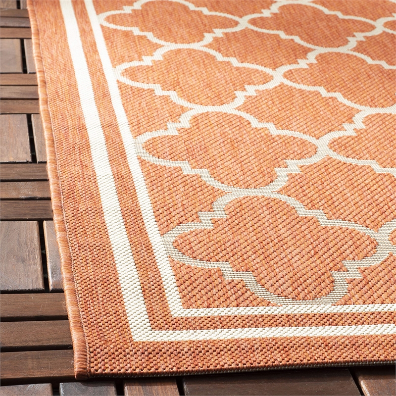 Pemberly Row Modern Terracotta Indoor Outdoor Rug - Square 4'