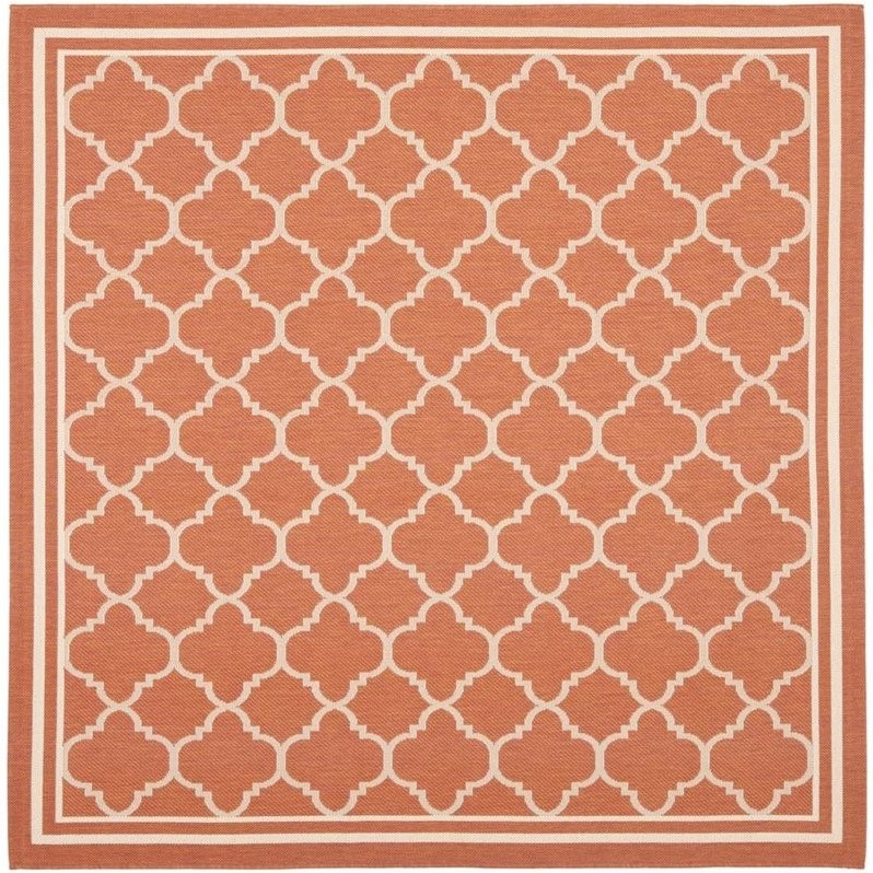 Pemberly Row Modern Terracotta Indoor Outdoor Rug - Square 4'