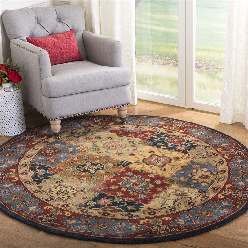 Pemberly Row Modern / Contemporary Red Traditional Rug - Round 8'