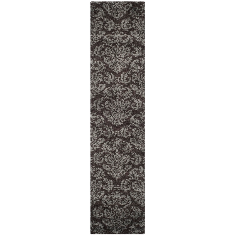 Pemberly Row Contemporary Dark Brown Shag Rug - Runner 2'3