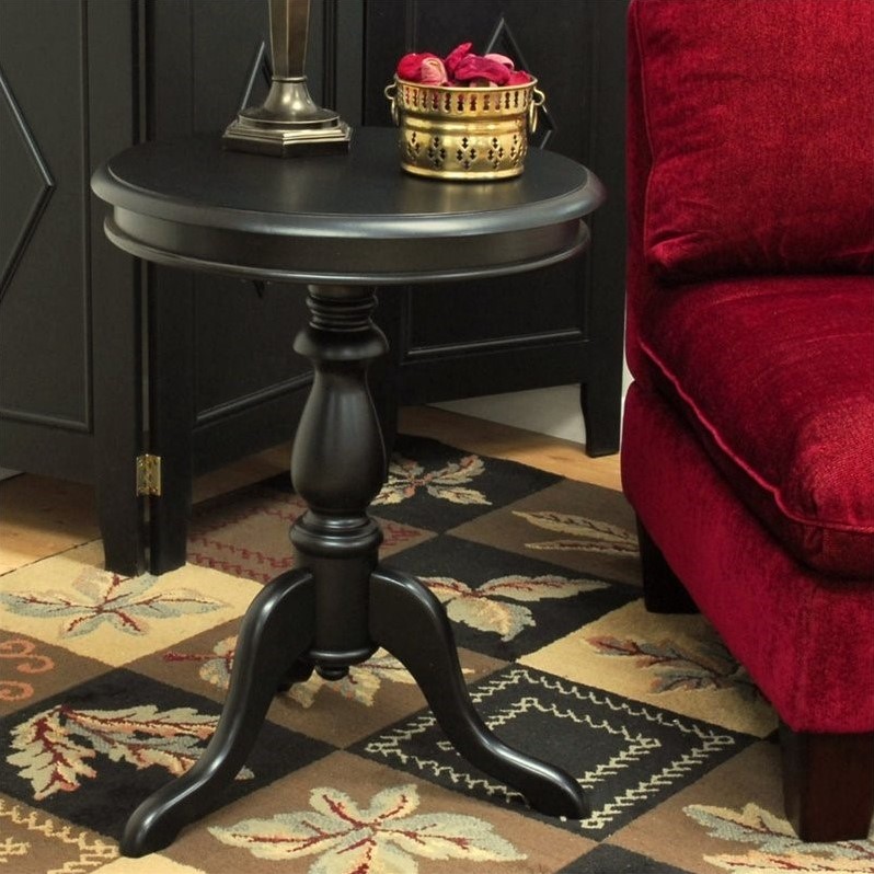 Pemberly Row Modern / Contemporary Pedestal Accent Table in Black