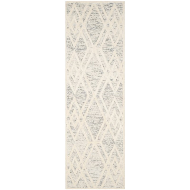 Pemberly Row Modern 5' X 8' Hand Tufted Wool Rug in Gray and Ivory