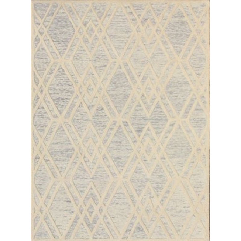 Pemberly Row Modern 5' X 8' Hand Tufted Wool Rug in Gray and Ivory