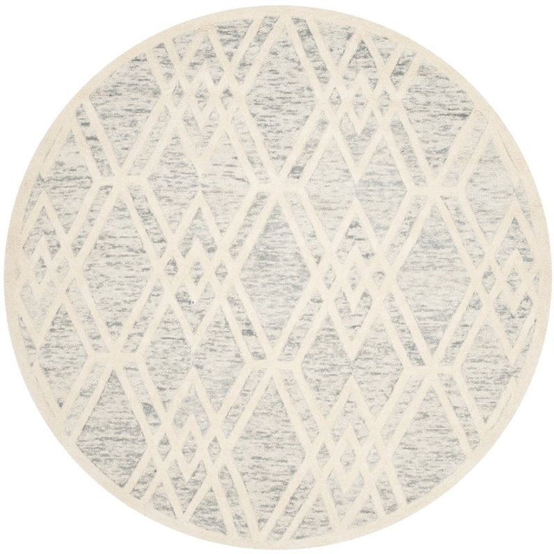 Pemberly Row Modern 5' X 8' Hand Tufted Wool Rug in Gray and Ivory