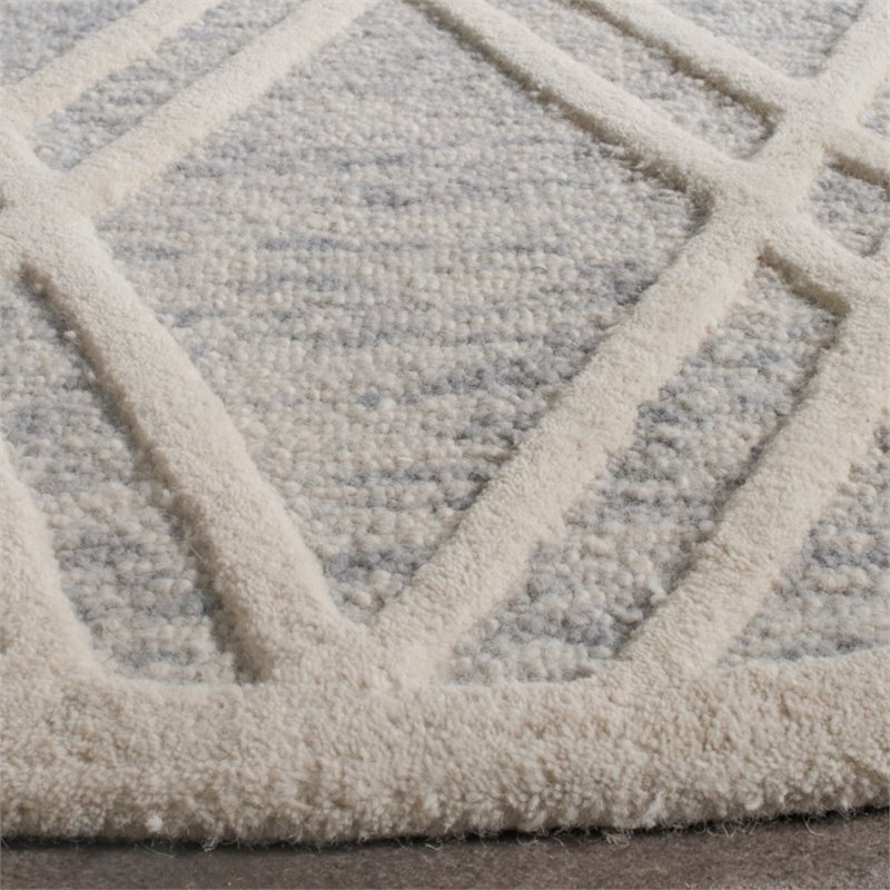 Pemberly Row Modern 5' X 8' Hand Tufted Wool Rug in Gray and Ivory
