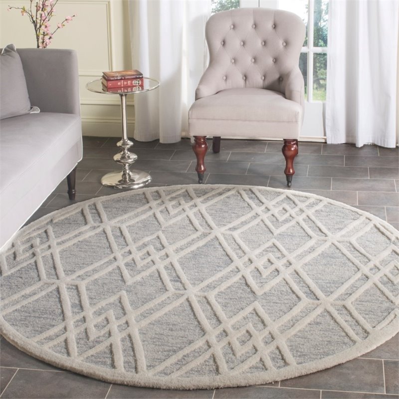 Pemberly Row Modern 5' X 8' Hand Tufted Wool Rug in Gray and Ivory