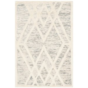 Pemberly Row Modern 5' X 8' Hand Tufted Wool Rug in Gray and Ivory