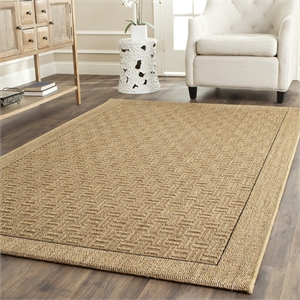 Pemberly Row Contemporary 4' X 6' Power Loomed Rug in Natural