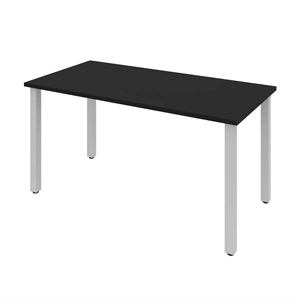 Pemberly Row 30&quot x 60&quot Work Table with Square Legs in Black and Silver