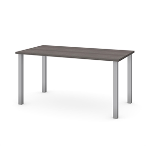 Pemberly Row 30&quot x 60&quot Work Table with Square Legs in Black and Silver