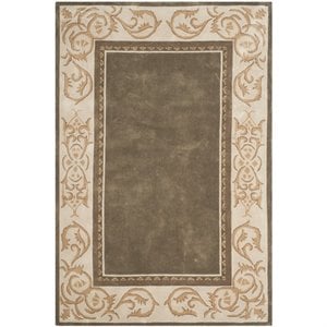 pemberly row modern 6' x 9' hand hooked rug in olive and ivory