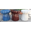 Pemberly Row Round Scalloped Ceramic Garden Stool in Navy Blue