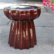 Pemberly Row Round Scalloped Ceramic Garden Stool in Navy Blue