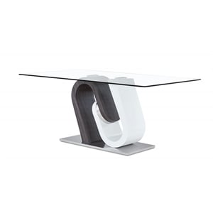 Pemberly Row Modern Glass Dining Table With White And Gray Base