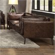 Pemberly Row Contemporary Leather Loveseat in Distress Chocolate