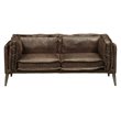 Pemberly Row Contemporary Leather Loveseat in Distress Chocolate