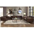 Pemberly Row Contemporary Leather Loveseat in Distress Chocolate