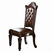 Pemberly Row Faux Leather Tufted Dining Side Chair in Cherry Set of 2