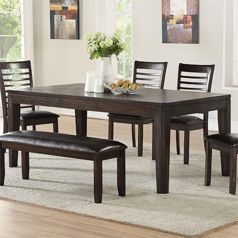 Pemberly Row Modern Extendable Wood Dining Table in Espresso