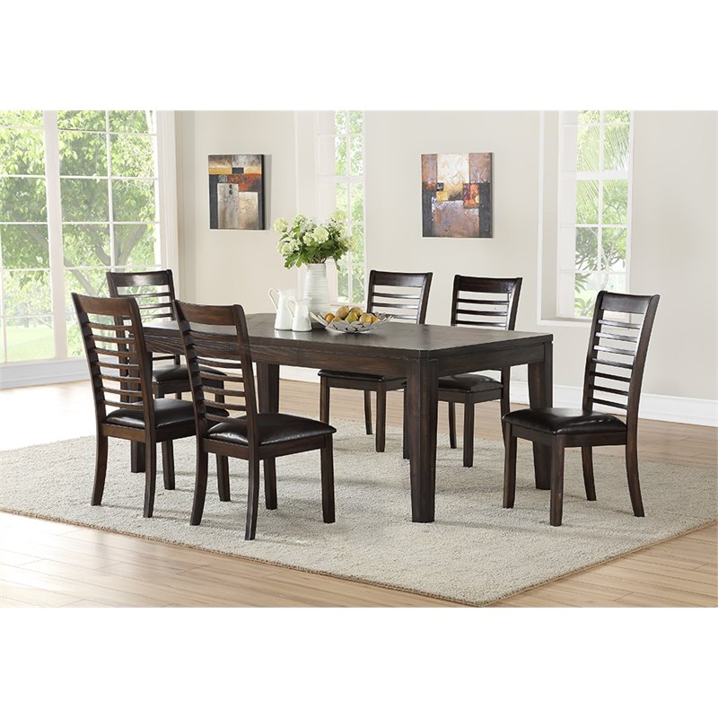 Pemberly Row Modern Extendable Wood Dining Table in Espresso