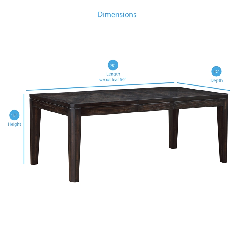 Pemberly Row Modern Extendable Wood Dining Table in Espresso