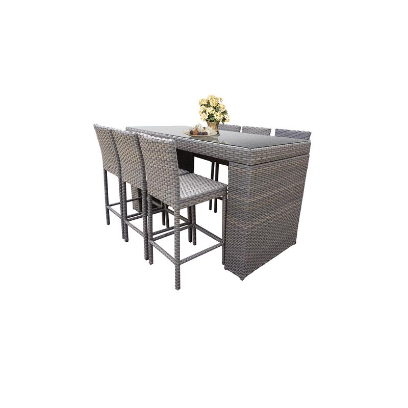 Pemberly Row Bar Table Set Barstools 7 Piece Outdoor Patio Furniture