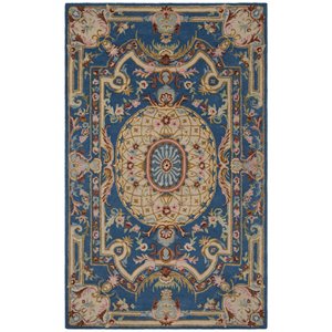Pemberly Row 8' x 10' Hand Tufted Wool Rug in Blue and Ivory
