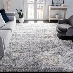 Pemberly Row Contemporary 9' x 12' Shag Rug in Gray and Ivory