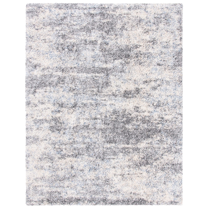 Pemberly Row Contemporary 9' x 12' Shag Rug in Gray and Ivory