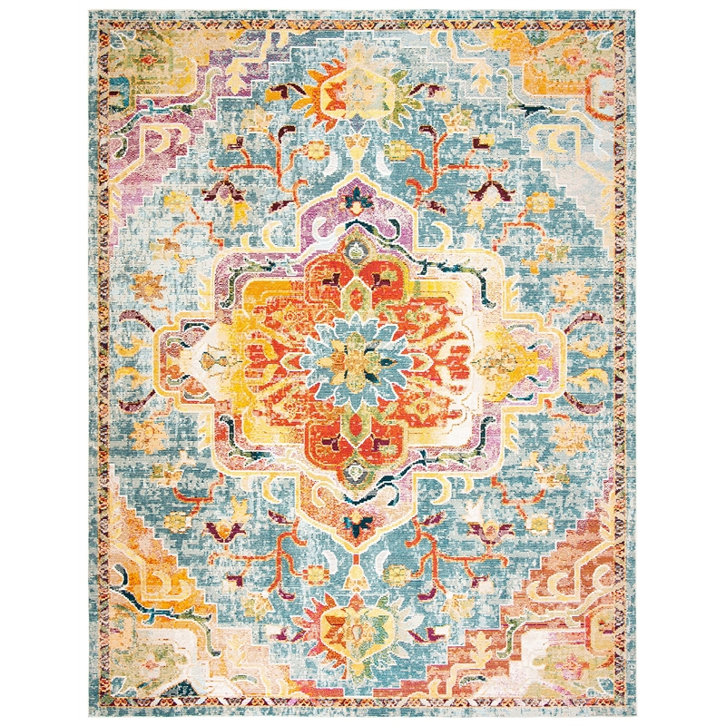 Pemberly Row Modern / Contemporary 9' x 12' Rug in Teal and Red